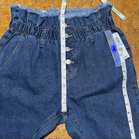 Tinseltown Denim Paperbag Raw Edge Waist Buttonfly Hi-Rise Skinny Jeans Sz 5/27 - Picture 13 of 16
